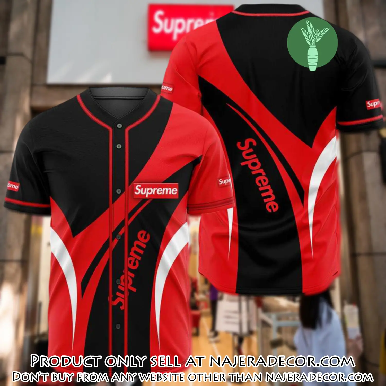 Supreme black red baseball jersey shirt luxury bjs1238 njr1800941